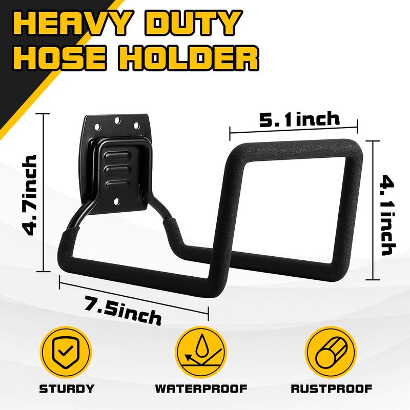 QMSK Garden Hose Holder, Metal Wall Mounted Water Hose Reel for Outside, Durable Hook Stand for Garden Hose Storage, Water Hose, Extension Cords, Flexable Hose Use(1Pack) - Image 2